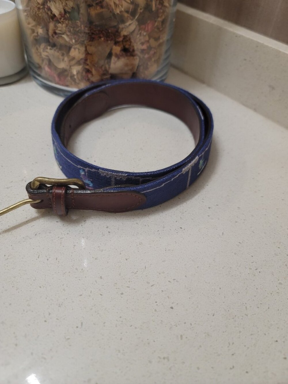 Smathers & Branson Ski Lift Belt Mens Size 38 Hand Stitched Buckle Golf USA Blue